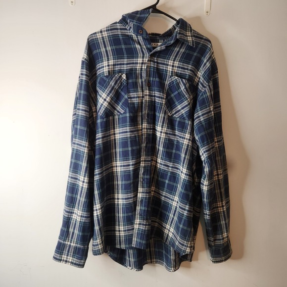 Ble Ridge By Wrangler Flannel Shirt Button Down Plaid Blue Mens Size XLT Western - Picture 1 of 8